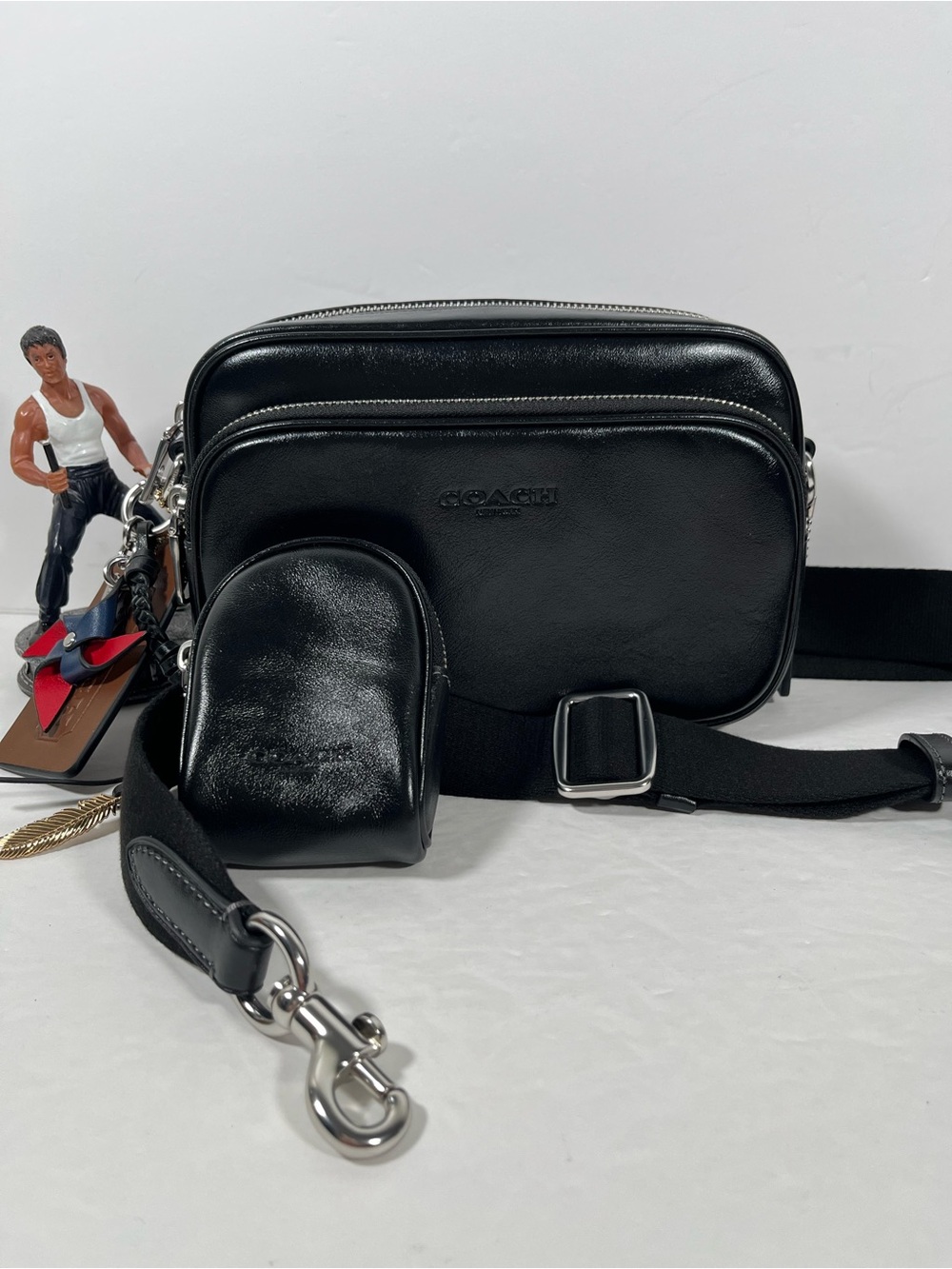 NWT Coach Finlay Crossbody Bag Charm black leather